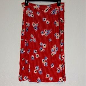 Madewell Side-Button Skirt in Daisy Society Red Size 2